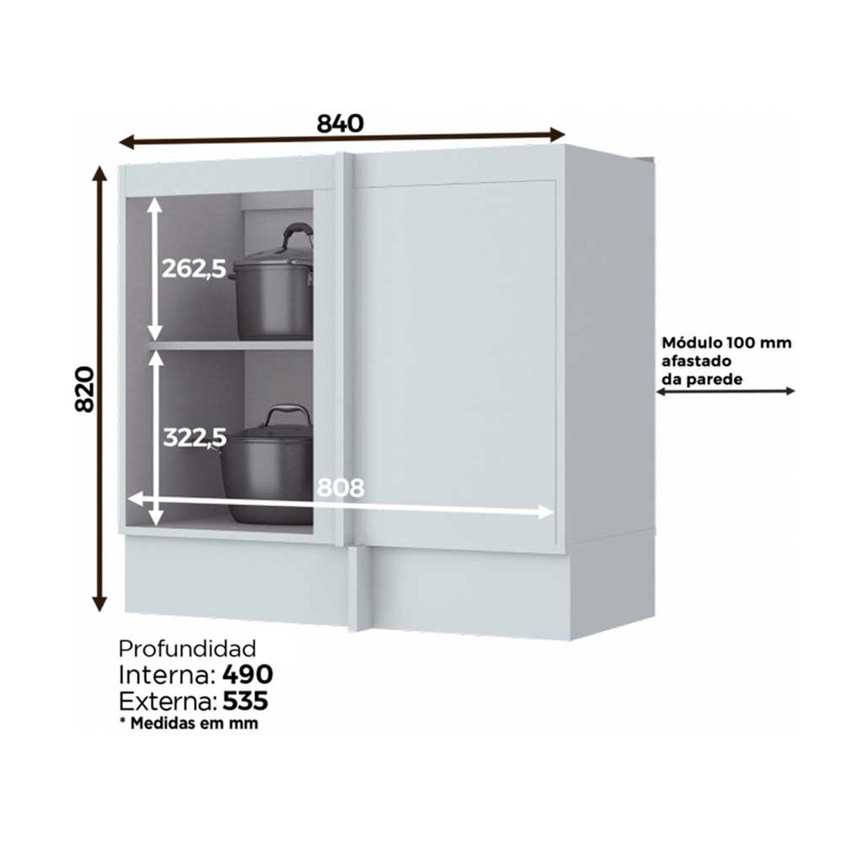 Combo Cocina Esquinero Mueble Aéreo + Base Americana Blanco