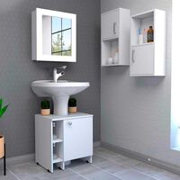 Combo Botiquín + Mueble Lavamanos + Mueble Auxiliar TuHome My Bath Blanco