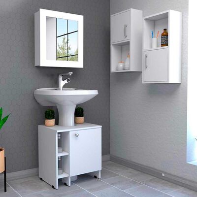 Combo Botiquín + Mueble Lavamanos + Mueble Auxiliar TuHome My Bath Blanco