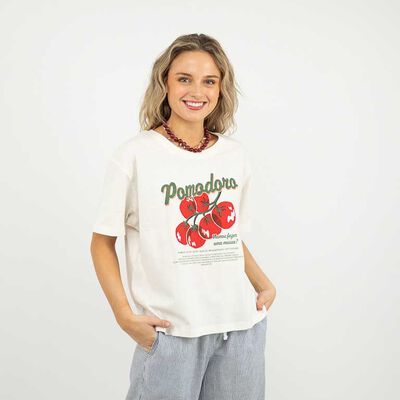 Polera Con Estampado Manga Corta Mujer Icono