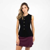 Polera Botones Sin Mangas Mujer Zibel Negro