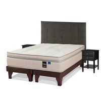 Cama Europea Flex Base Dividida Súper King Máximo Cobre + Respaldo Design Grafito + 2 Veladores Rover