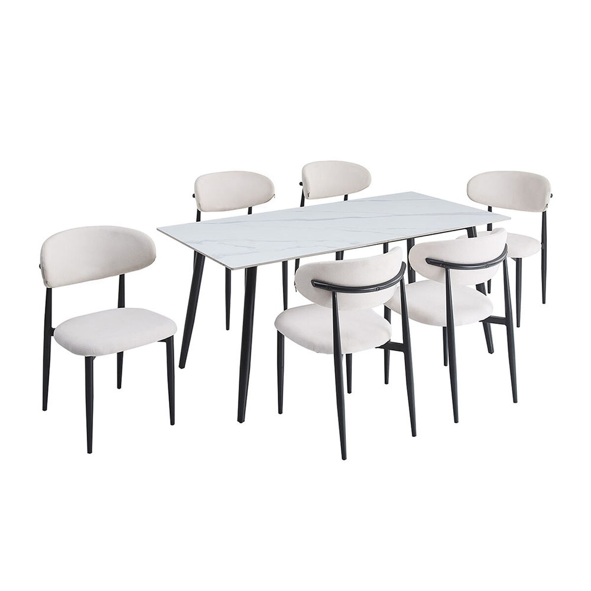 Juego de Comedor Vekkahome Gala Dali 6 Sillas Blanco