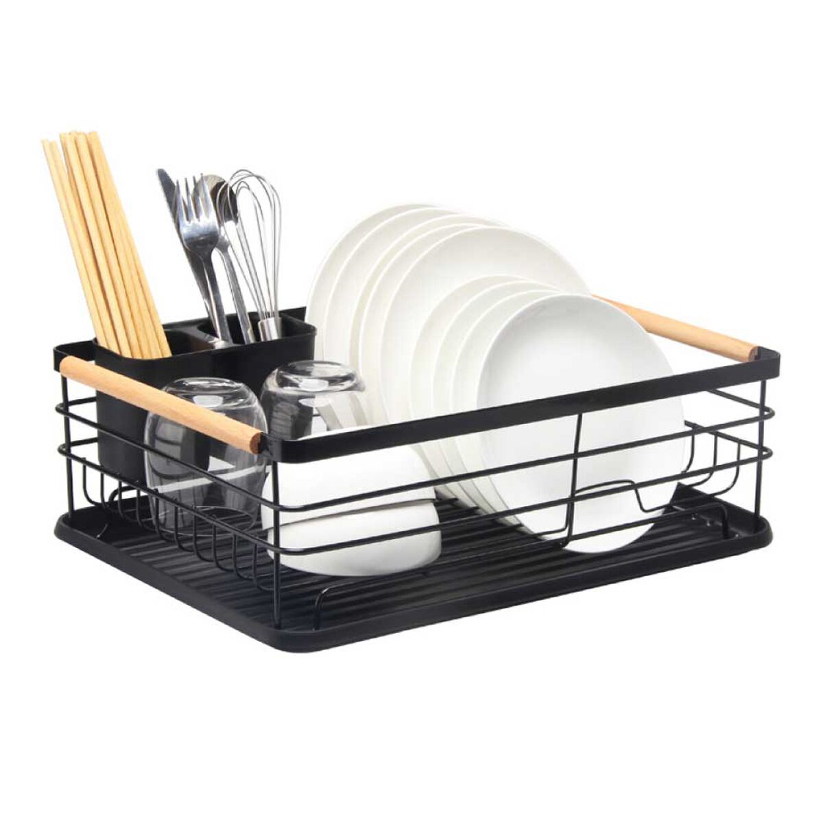 Secaplatos Escurridor Simplit 1 Nivel Acero Inoxidable Negro