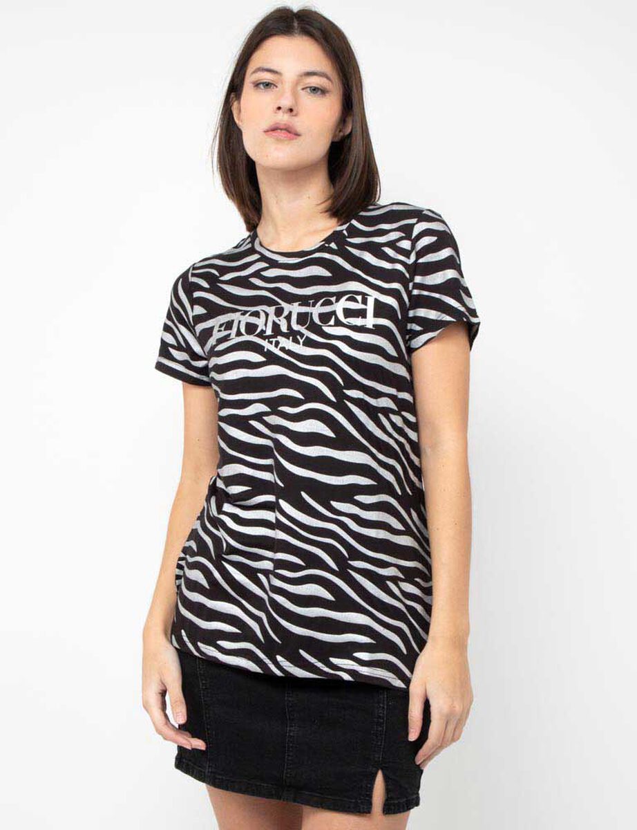 Polera Con Estampado Manga Corta Mujer Fiorucci