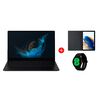 Combo Notebook Samsung Galaxy Book2 Pro Core i5 8GB 512GB SSD 13,3" Gris + Tablet SM-X200 Galaxy TAB A8 Octa Core 3GB 32GB 10,5" Gris + Cover + Smartwatch Galaxy Watch4 LTE 40mm Black