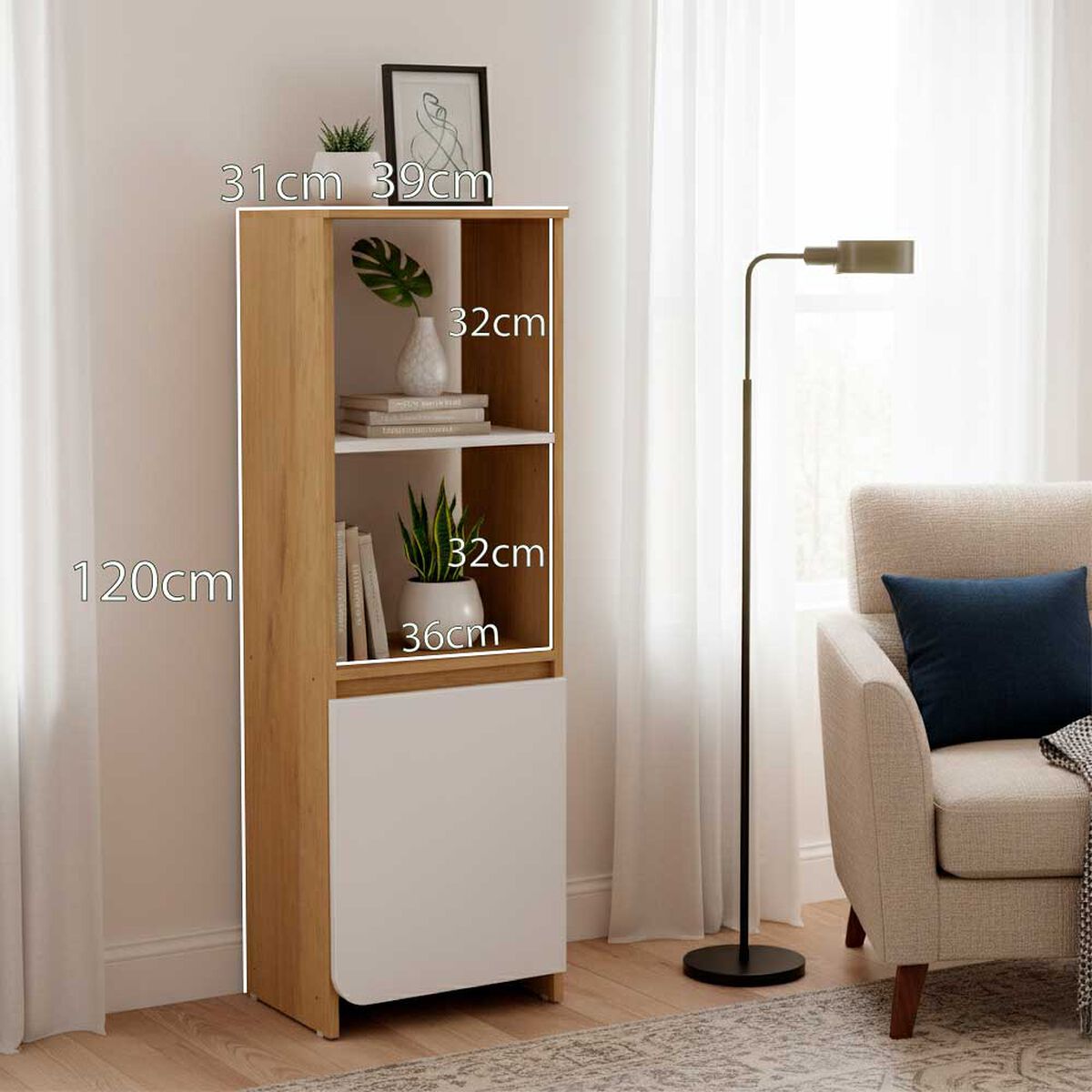 Librero Home Mobili Arno 1 Puerta 2 Repisas