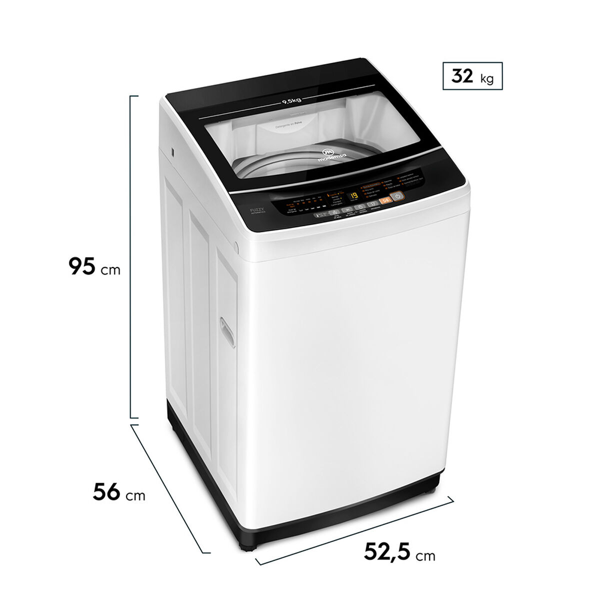 Lavadora Automática Mademsa 9,5 BZG 9,5 kg.