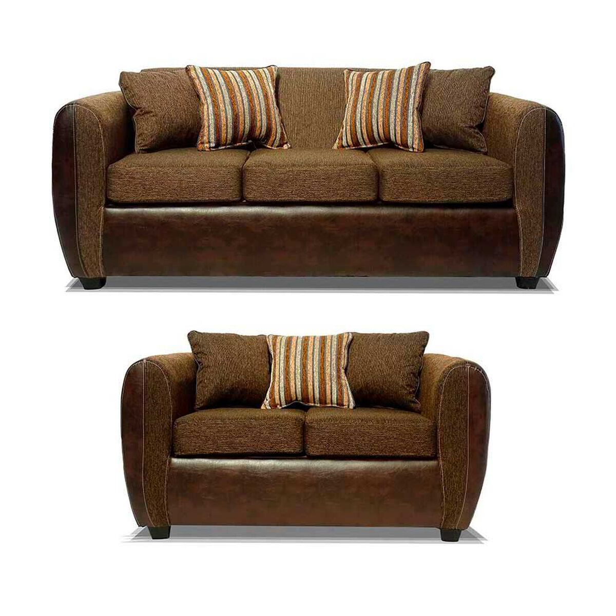 Juego de Living Elegant Detail Oklahoma Sof&aacute; 3 Cuerpos + Sof&aacute; 2 Cuerpos + Sill&oacute;n 1 Cuerpo Caf&eacute;