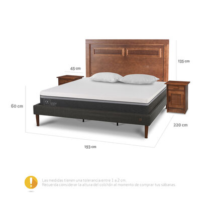 Imagen 2 del producto Cama Europea CIC King Ortopedic Advance + Respaldo Milan + 2 Veladores + Almohadas Viscoelásticas