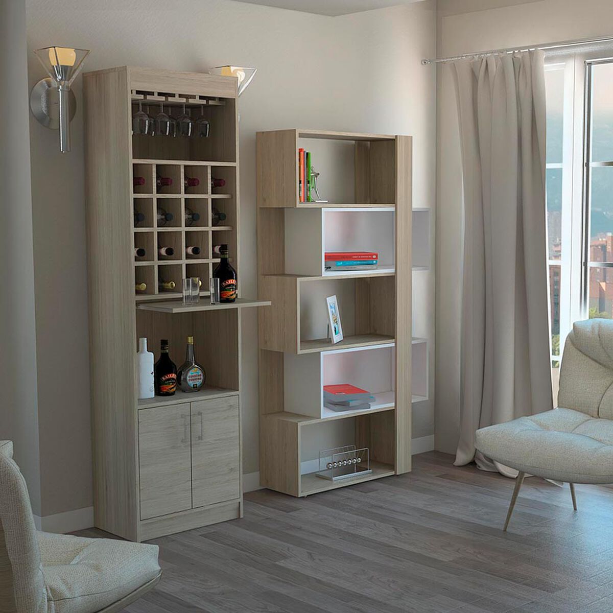 Mueble Bar + Biblioteca Cubo TuHome Beijing