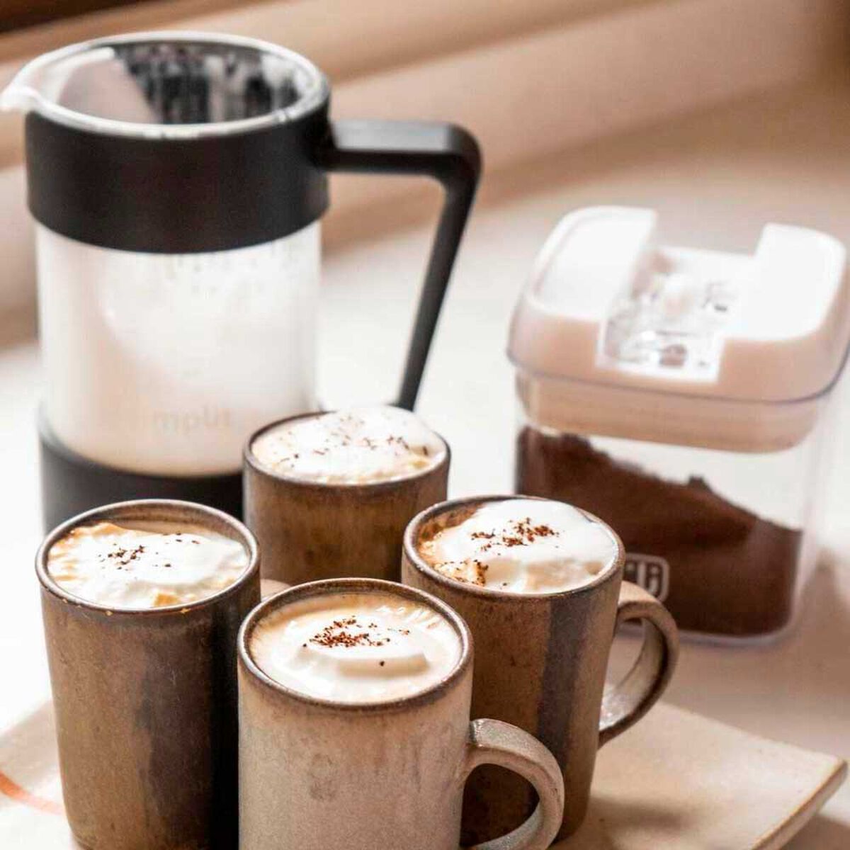 Pack Cafetera Francesa + Espumador 4 en 1 Simplit Negro Blanco