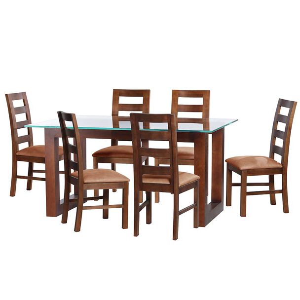 Juego de Comedor Latam Home Pamplona Salamanca 6 Sillas Cuero Tabaco