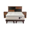 Cama Europea Flex Base Dividida 2 Plazas Máximo Cobre  + Respaldo + 2 Veladores Colonia