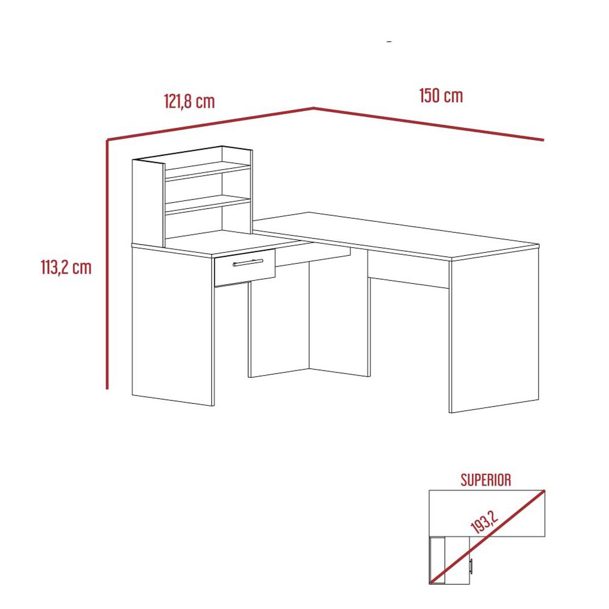 Combo Escritorio en L + Gabinete TuHome Bilbao Miel Wengue