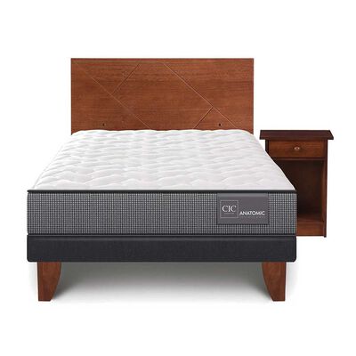 Imagen 1 del producto Cama Europea CIC 1,5 Plazas Anatomic + Respaldo + Velador New Villarrica