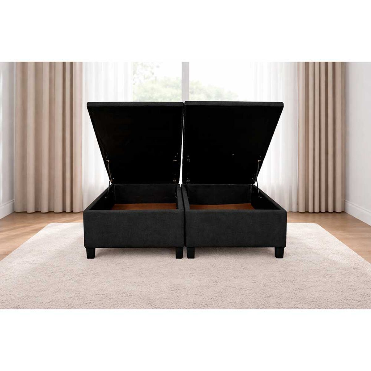 Base de Cama Ba&uacute;l Almore 2 Plazas Base Dividida Negro