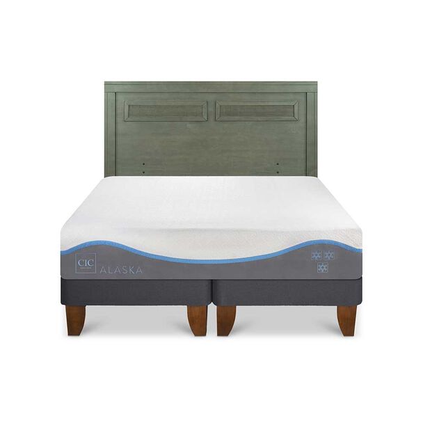 Cama Europea CIC Base Dividida King Alaska + Respaldo Milan Olivo