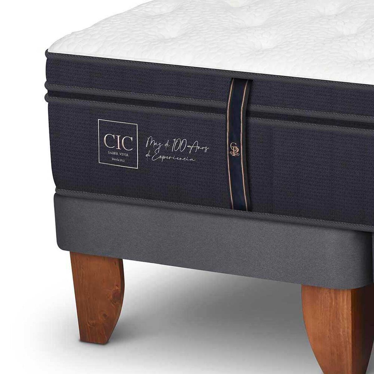 Cama Europea CIC Base Dividida King Grand Premium + Respaldo Torino Olivo