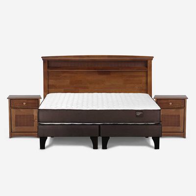Cama Europea Rosen Base Dividida 2 Plazas Ergo T + Respaldo + 2 Veladores