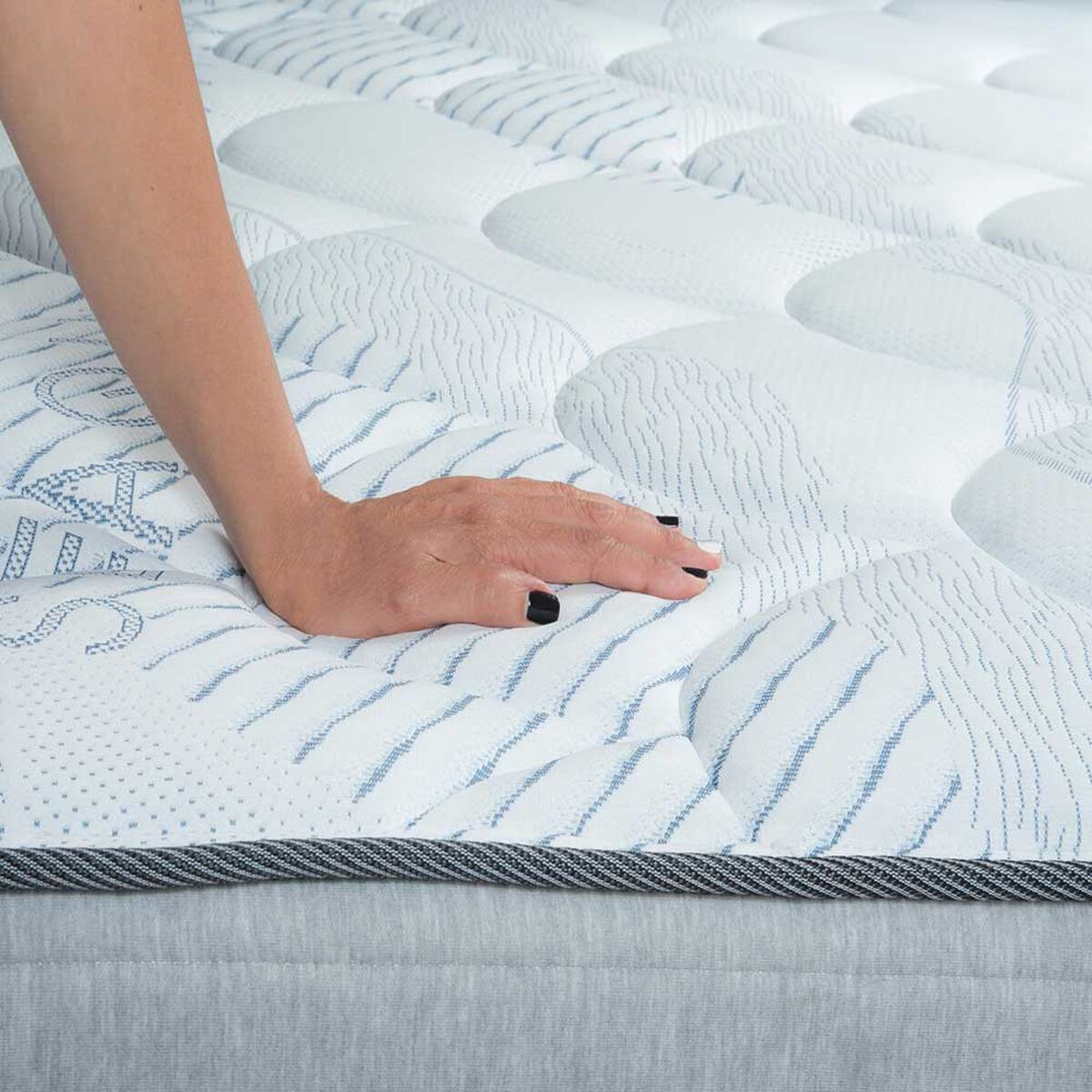 Cama Europea Flex Base Dividida 2 Plazas Seaqual + Respaldo Gris