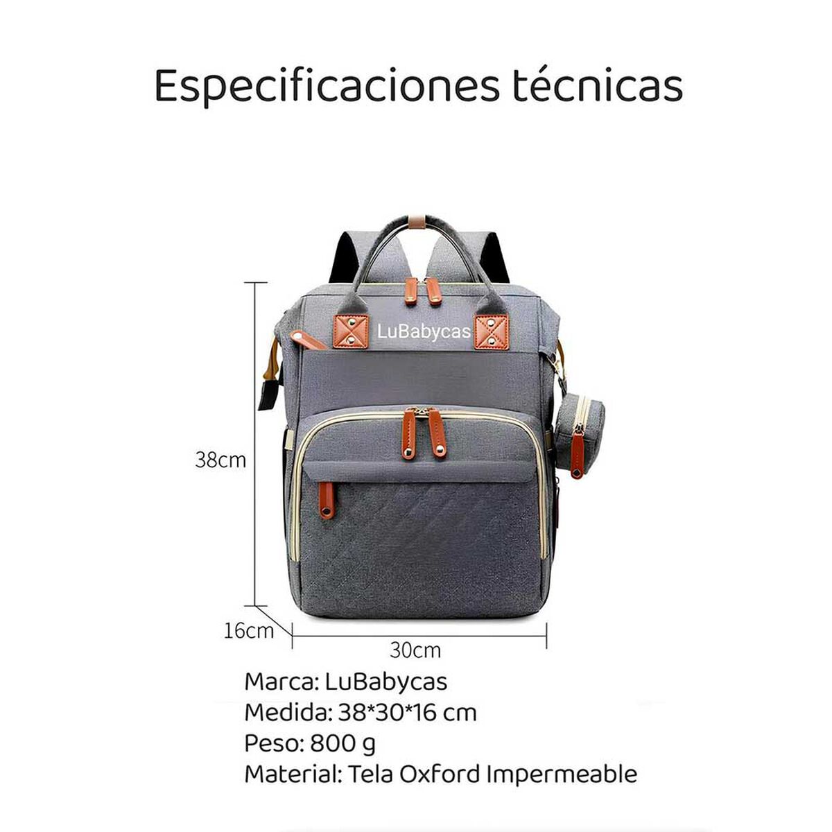 Mochila Maternal Lubabycas Impermeable con Accesorios Rosada