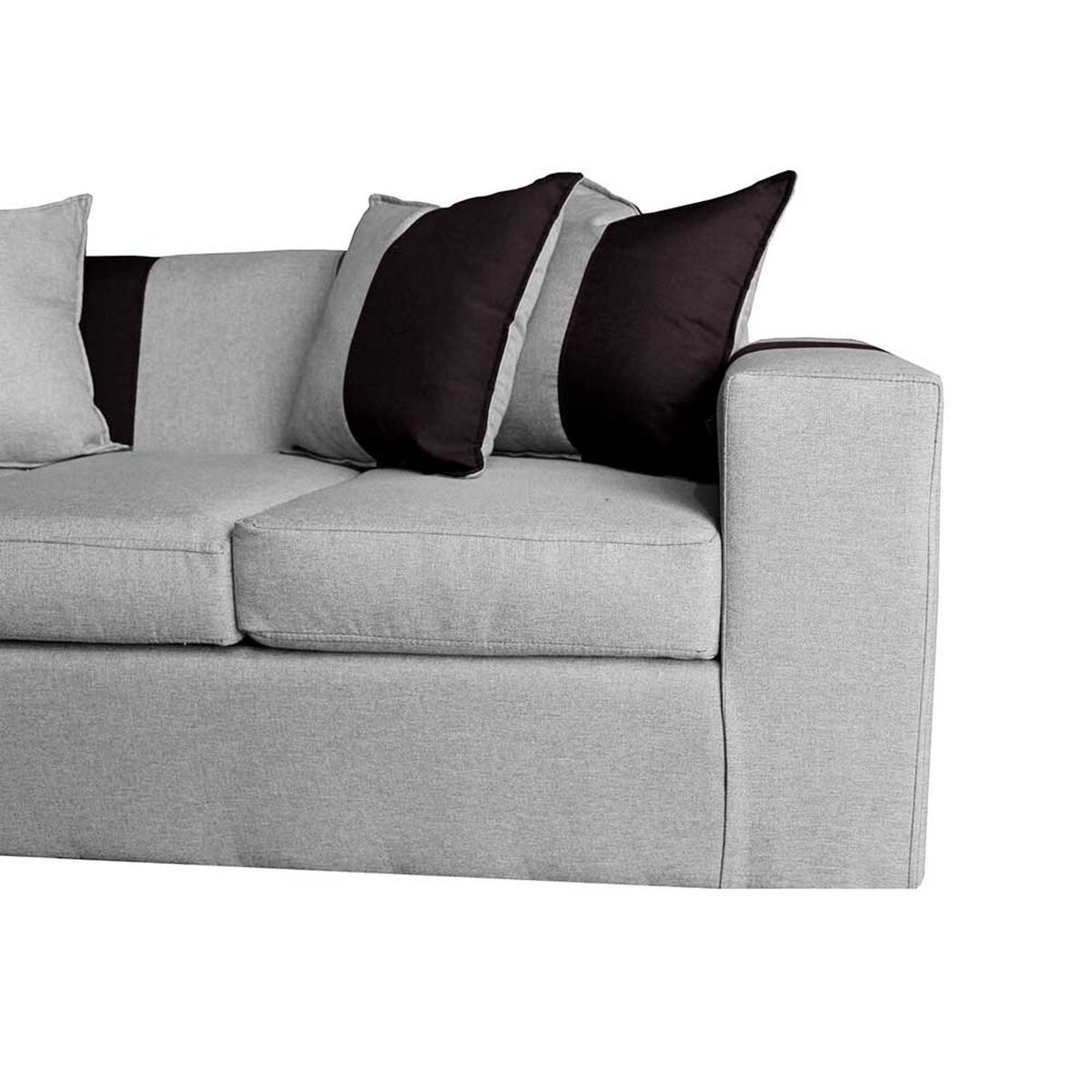 Sofa + 2 Pouff A&M Home Benjamin Gris Negro