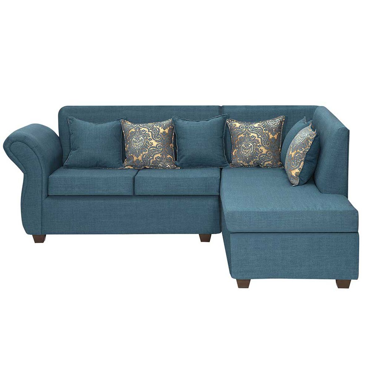Sofá Seccional Derecho Essenza New Isabella Tela Catania Chaise longue + Sofá 2 Cuerpos Turquesa