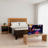 Combo Cama Europea Rosen 2 Plazas + Respaldo + Veladores + Pack Almohadas + Smart TV LED 32" Caixun HD