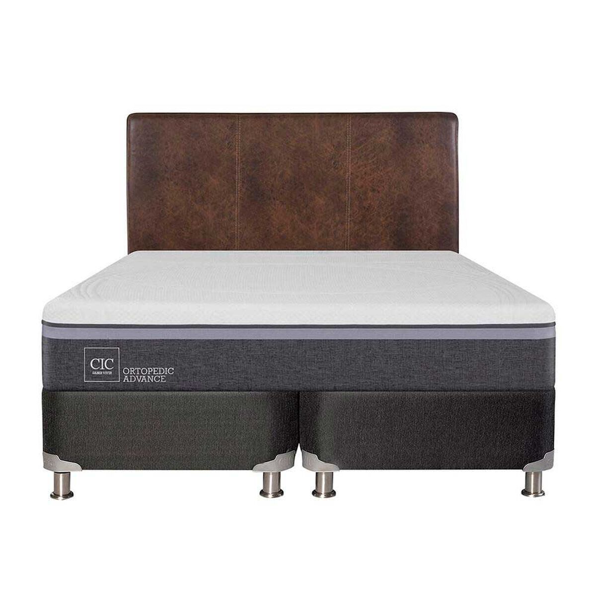 Box Spring CIC Base Dividida King Ortopedic Advance + Respaldo Baker