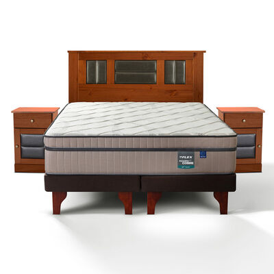 Cama Europea Flex Base Dividida King M&aacute;ximo Cobre  + Respaldo + 2 Veladores Lorraine