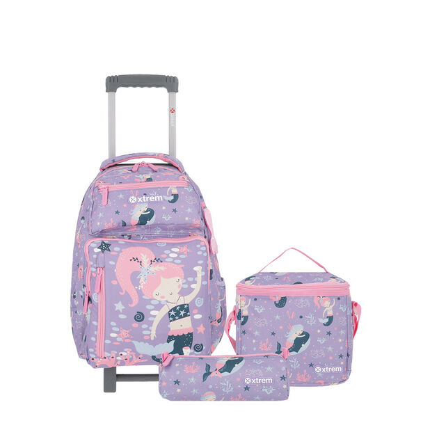 Pack Mochila Con Ruedas Niña New Run Morado M Xtrem