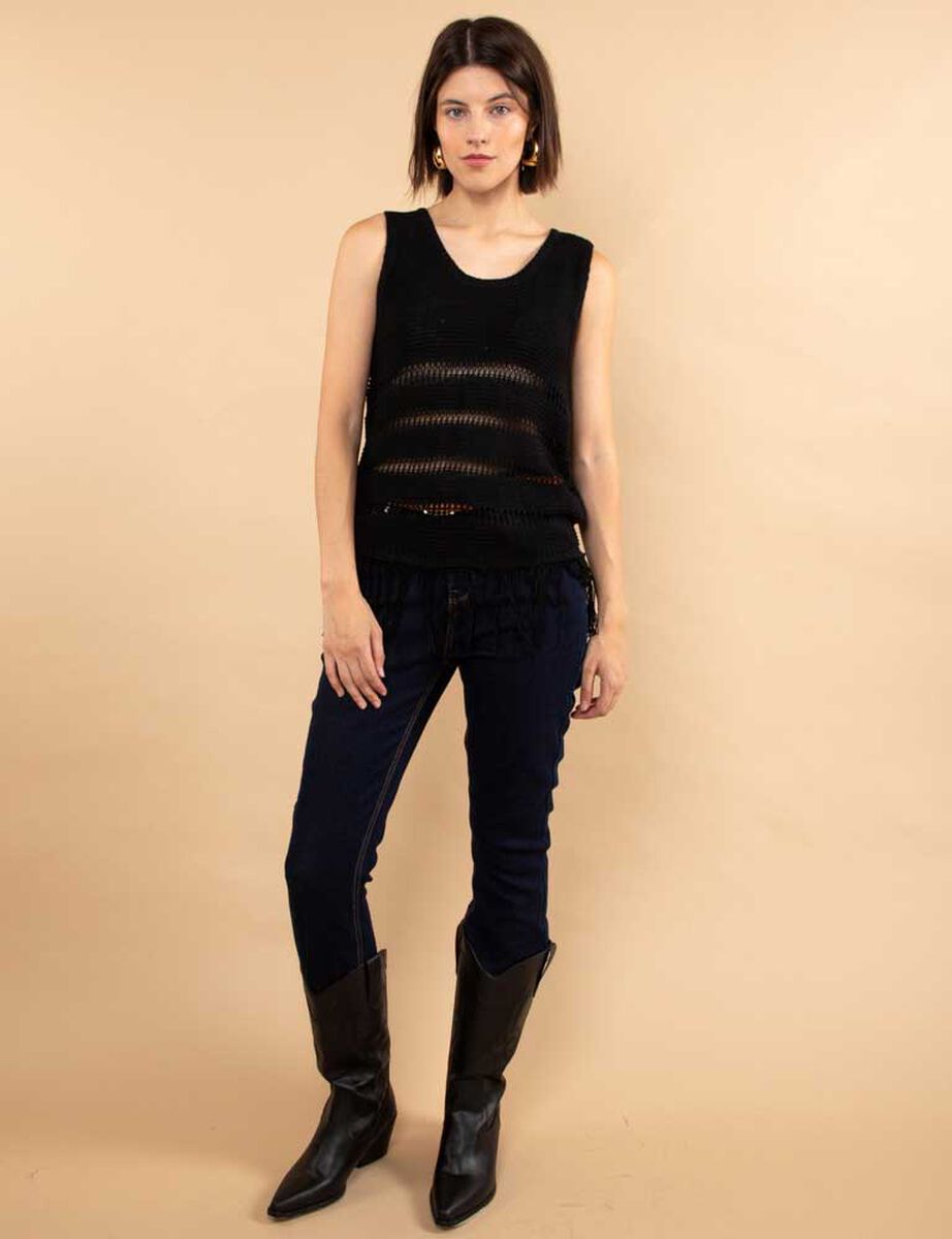 Sweater Crochet Sin Mangas Mujer Zibel