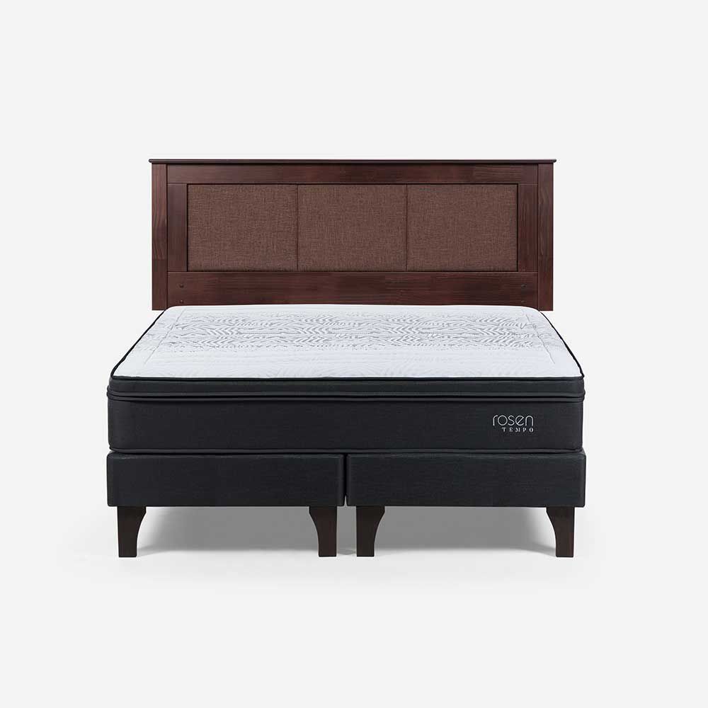 Cama Europea Rosen 2 Plazas Tempo + Respaldo Rachel