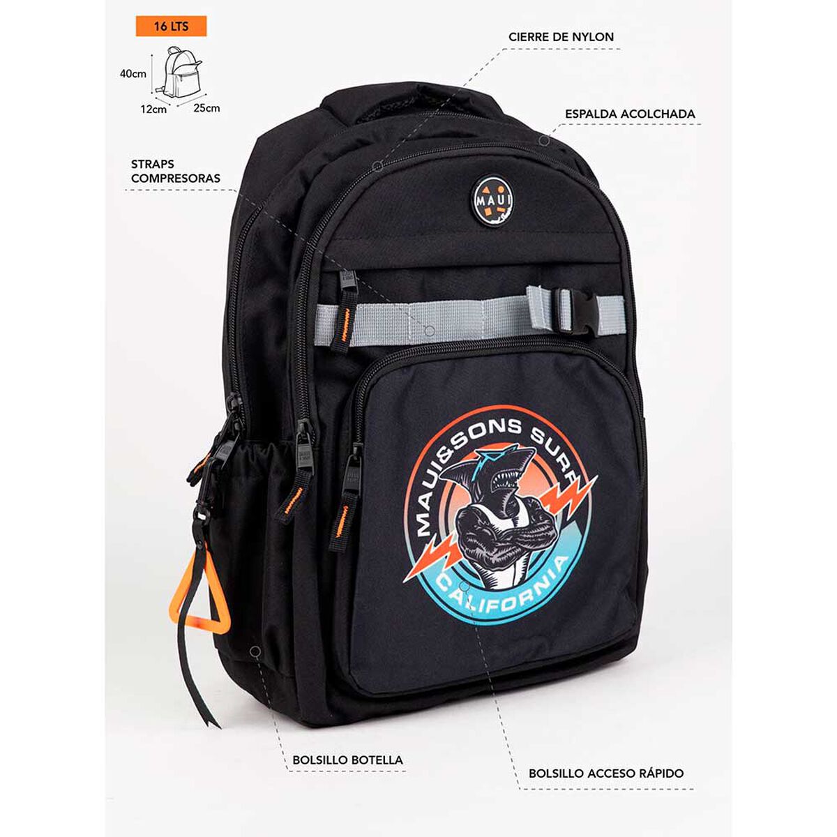 Mochila Escolar sin Ruedas Maui