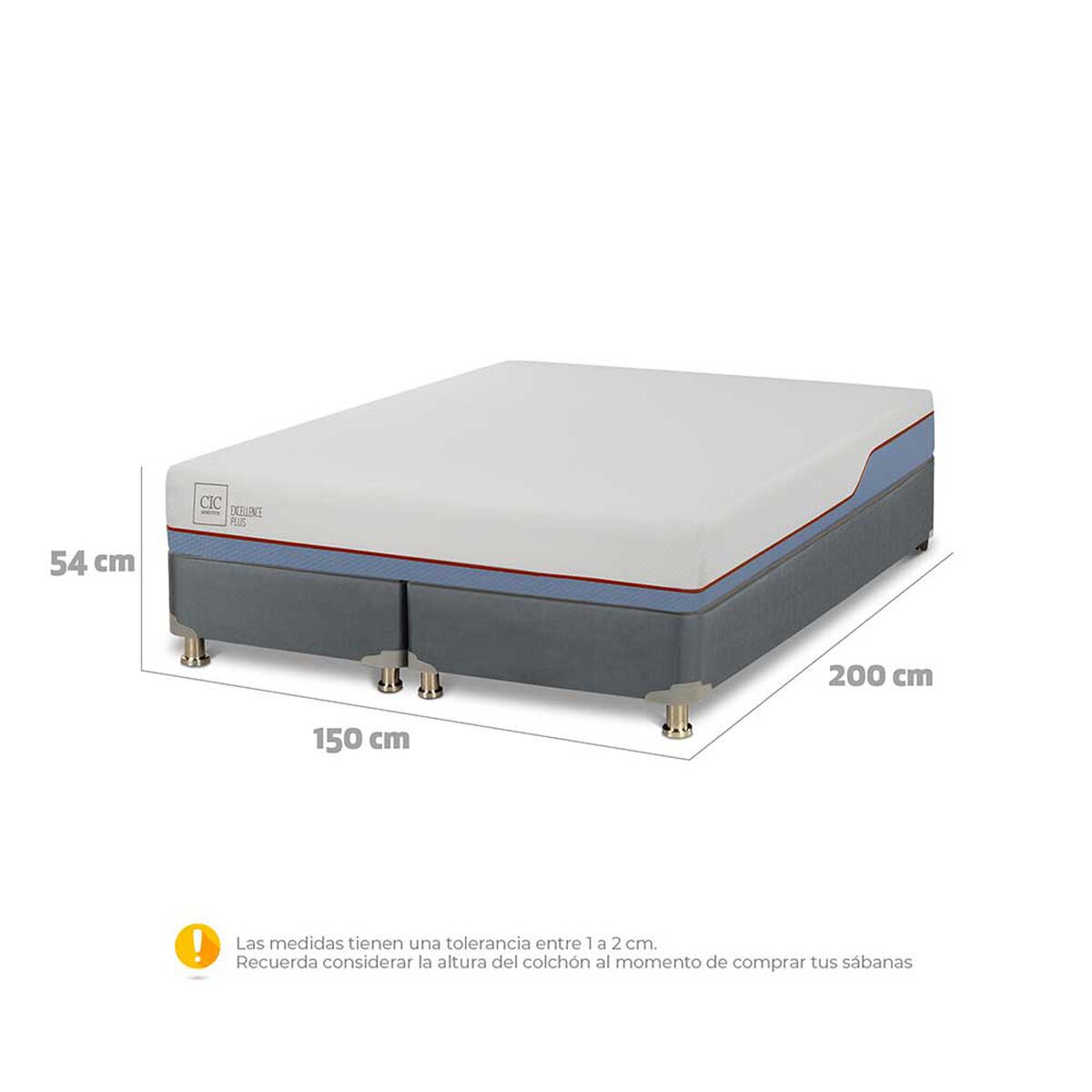 Cama Americana CIC Base Dividida 2 Plazas Excellence Plus + 2 Almohadas