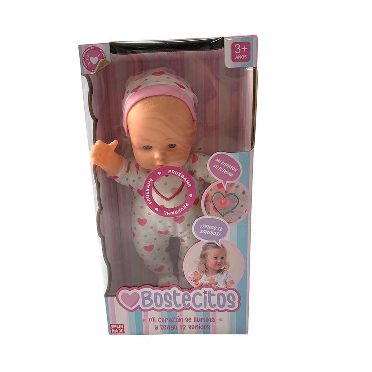 Muñeca Cuerpo Blando 12" Corazón, 12 Sonidos Diseño Surtido Bostecitos