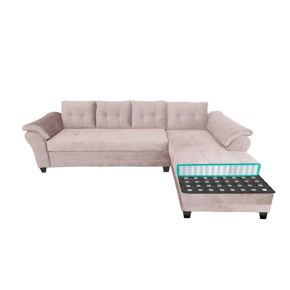 Sofá Seccional Living Factory Boston 5 Cuerpos Beige