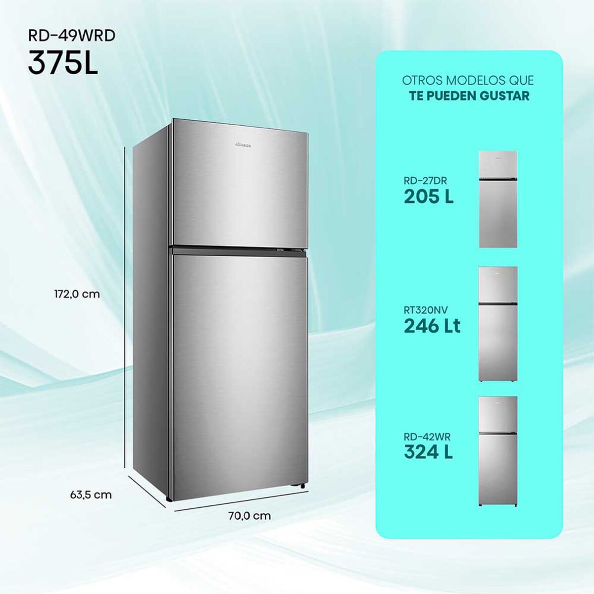 Refrigerador No Frost Hisense RD-49WRD 375 lts.