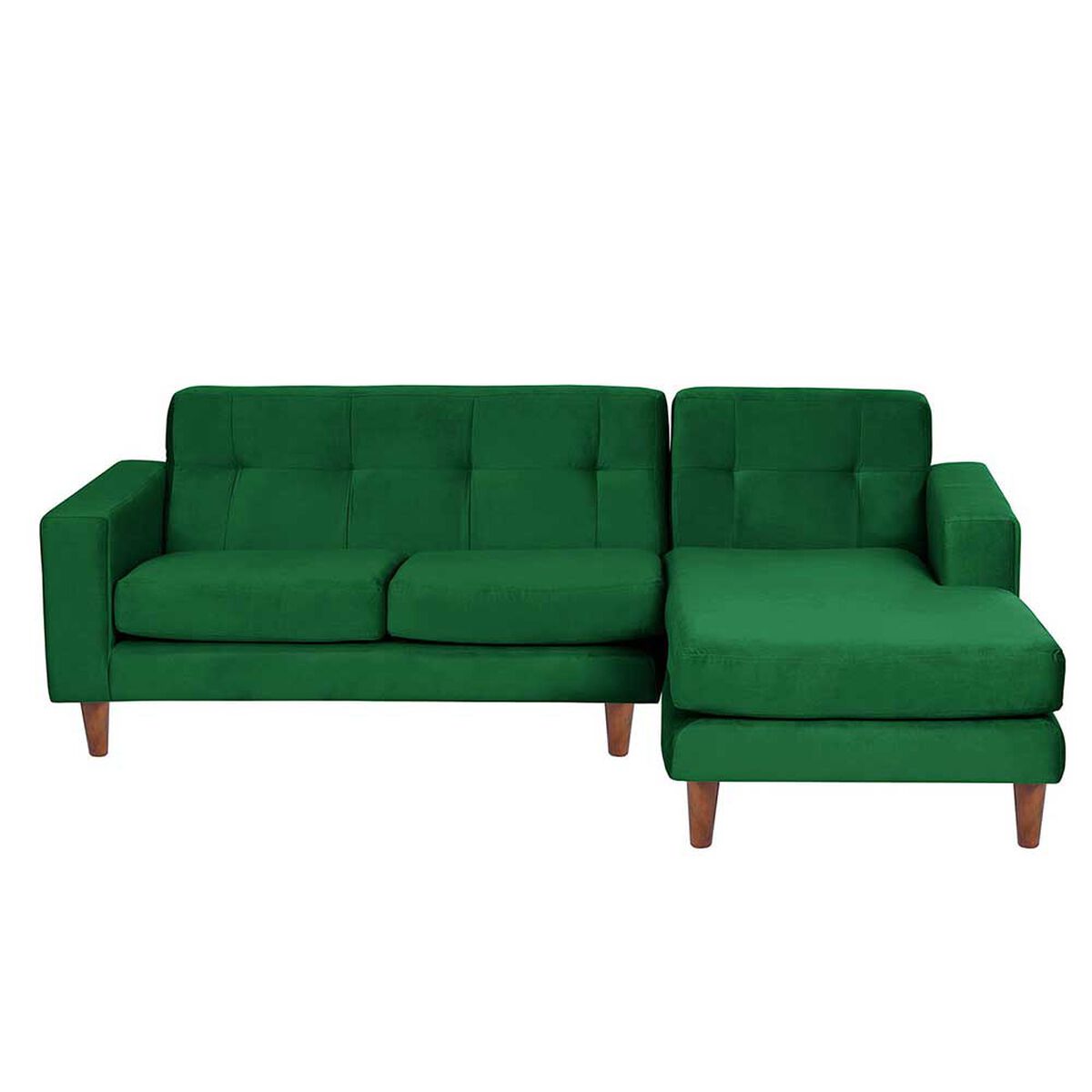 Sofá Seccional Derecho Latam Home Salermo Tela Velvet 3 Cuerpos Verde