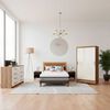 Combo Cama Europea CIC 2 Plazas Balance + Respaldo 2 Plazas + 2 Veladores Casanova Caroline Natural + C&oacute;moda Casanova Charlotte Nogal 8 Cajones + Cl&oacute;set Casanova Fit 2 Puertas Correderas Jequitiba + Pack Almohadas Celta Imperial Soft 65 x 45 cm