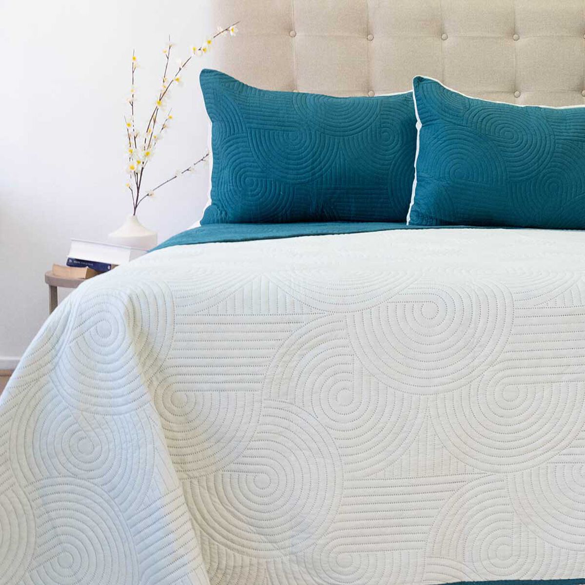 Quilt Doral 2 Plazas Petroleo Verde Origins