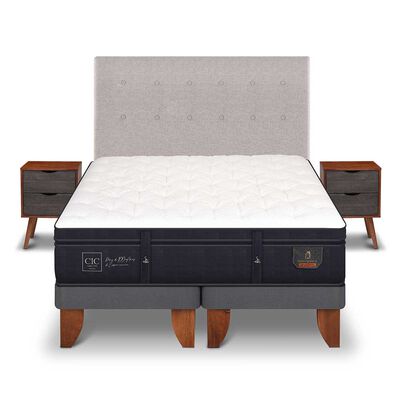 Cama Europea CIC Base Dividida 2 Plazas Súper Premium + Respaldo + Veladores