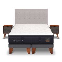 Cama Europea CIC Base Dividida 2 Plazas Súper Premium + Respaldo + Veladores