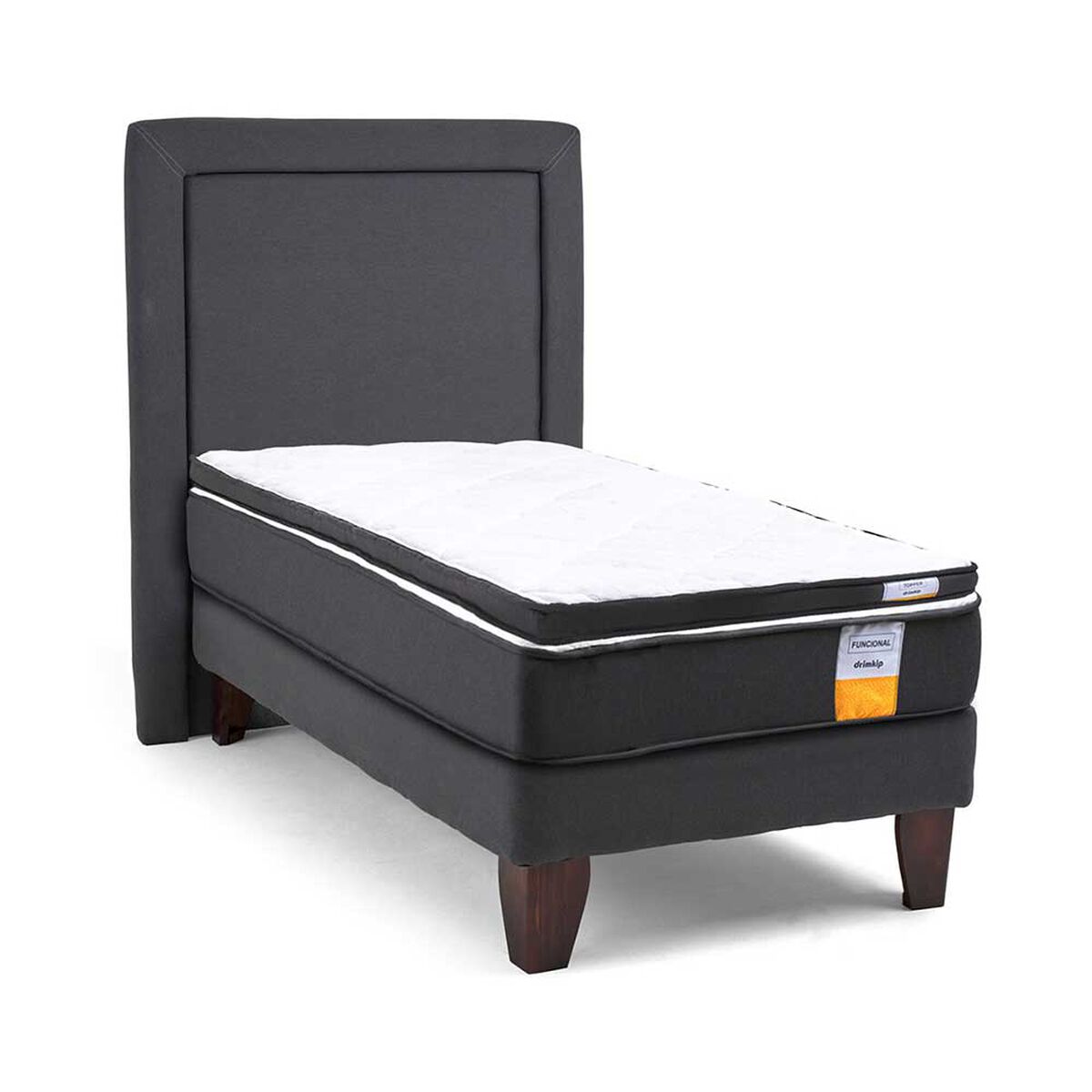 Cama Europea Drimkip 1,5 Plazas Plus Funcional + Topper + Respaldo