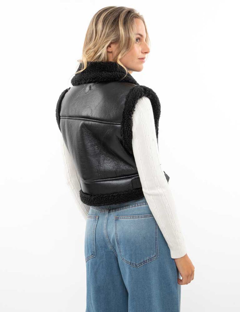 Chaqueta Crop Ecocuero Chiporro Sin Mangas Mujer Icono