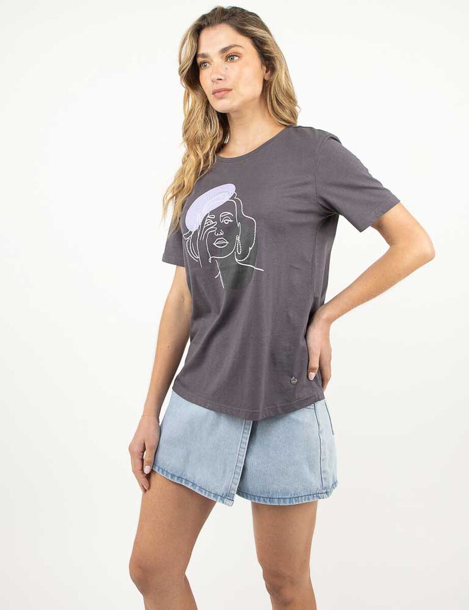 Polera Con Estampado Manga Corta Mujer Zibel