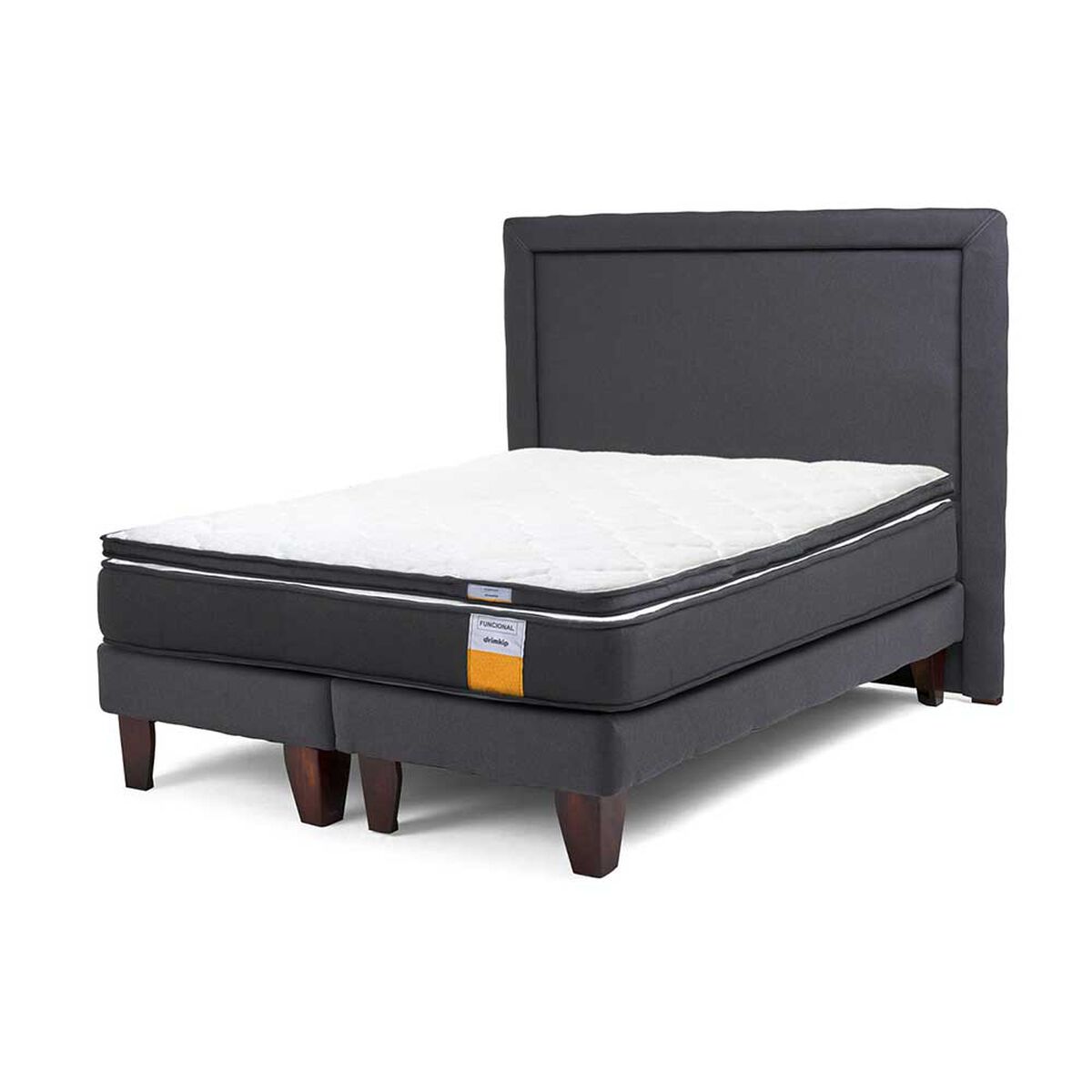 Cama Europea Drimkip Base Dividida 2 Plazas Funcional + Respaldo + Topper