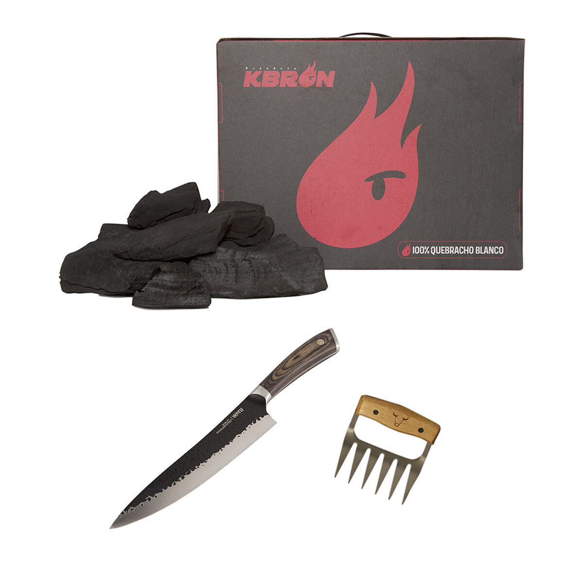 Set Parrillero Wayu Carbón + Cuchillo Hammer + Garra