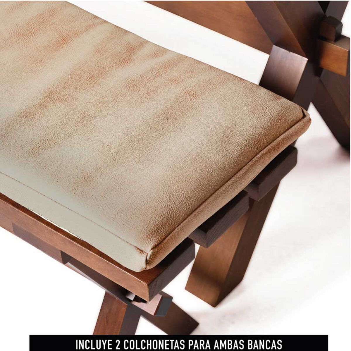 Juego de Comedor Latam Home Sevilla Granada 2 Sillas + 2 Bancas Cuero Kentucky Beige